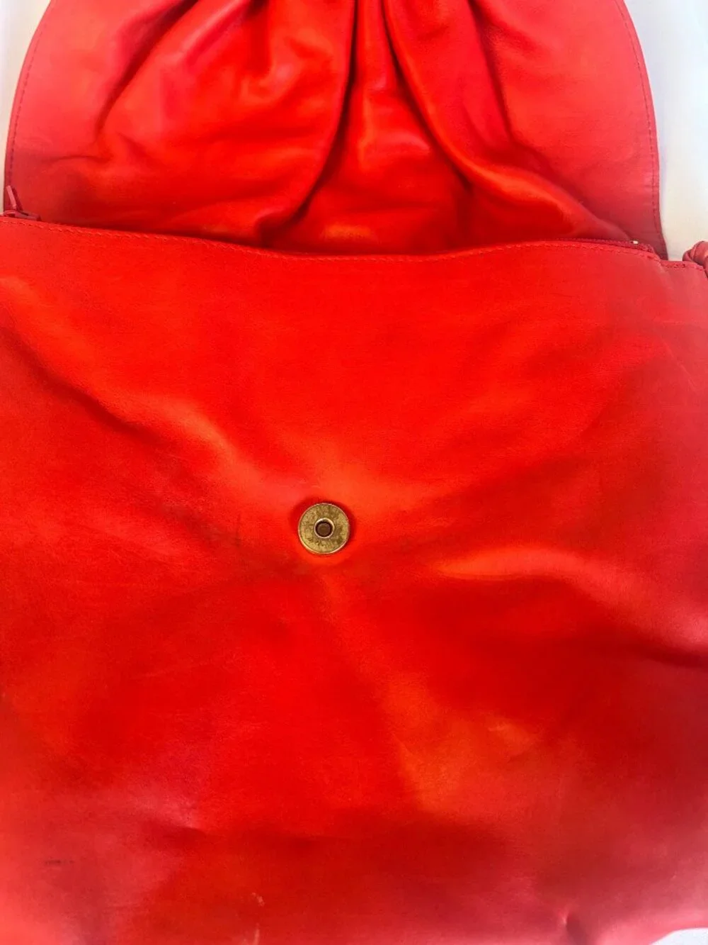 Women's Red Leather Shoulder Bag Bow Flap Purse Slouch Hobo Handbag Adjustable S